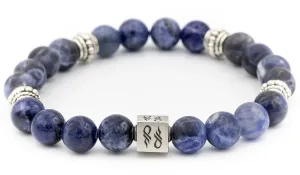 Sterling Silver Sodalite Gloss & Matte Balinese Natural Gemstone Bracelet