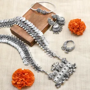 Teejh Aadya silver oxidized jewellery gift set