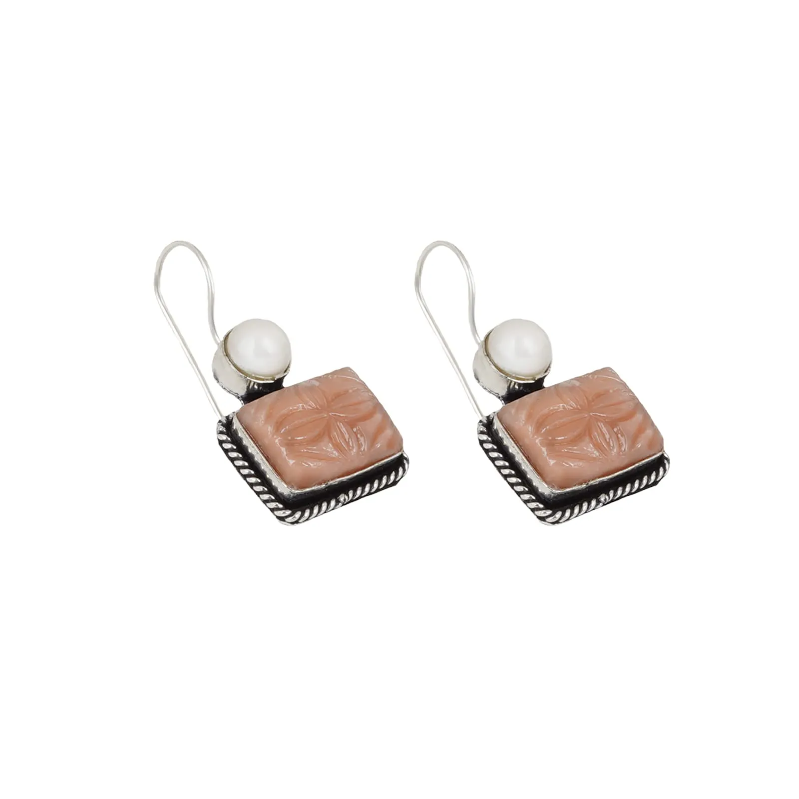 Teejh Diti Brown Stone & Pearl Earrings