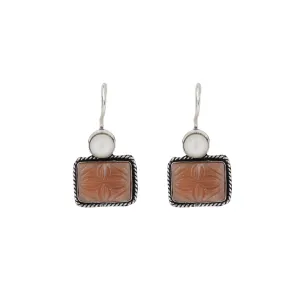 Teejh Diti Brown Stone & Pearl Earrings