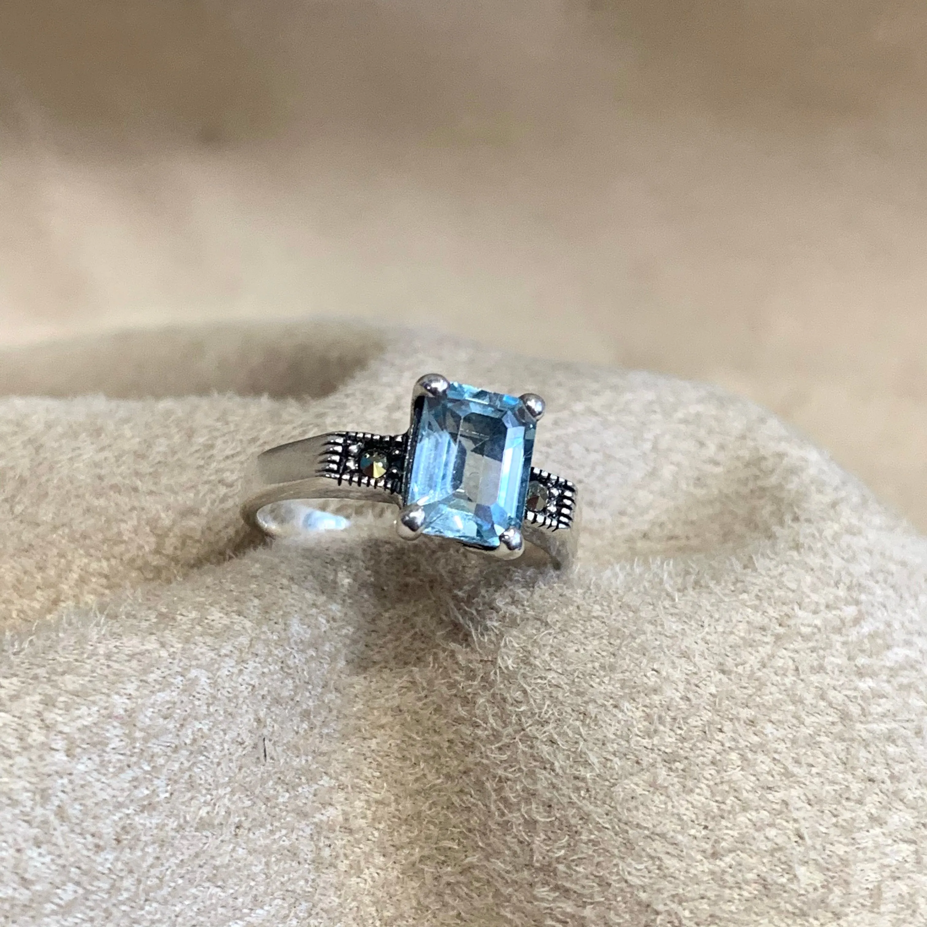 The Countess Solitaire ring in Blue Topaz