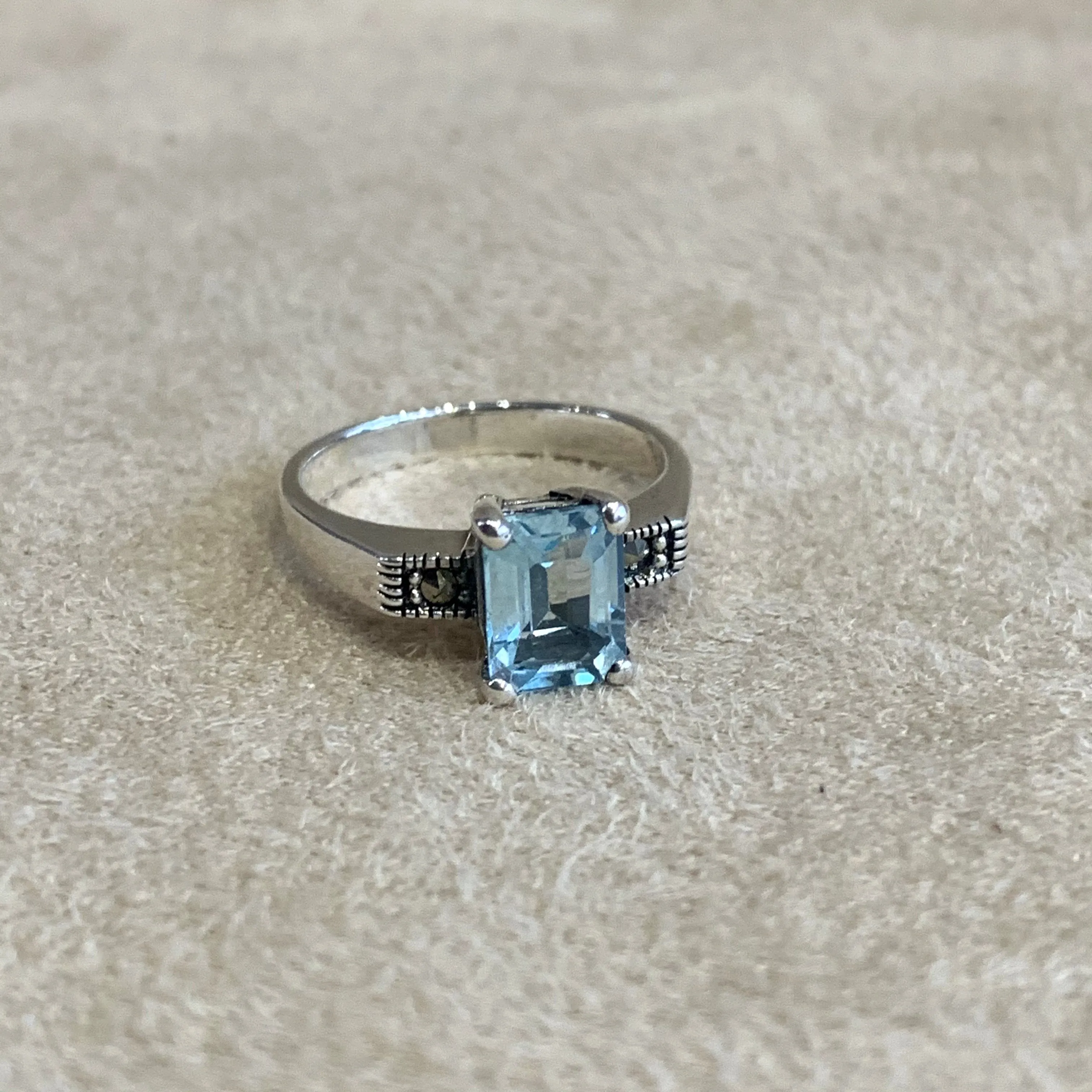 The Countess Solitaire ring in Blue Topaz