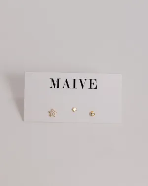 Trio Stud Set in Gold by Maive by Maive