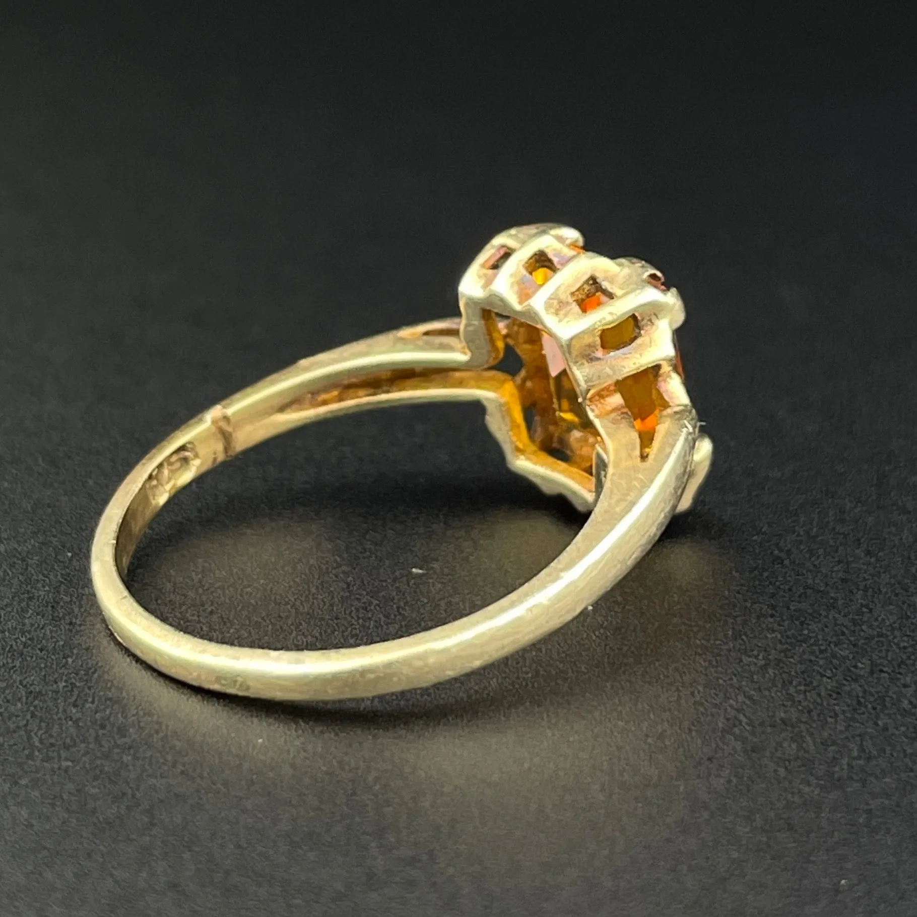 Vintage 10K Gold Emerald Cut Citrine Solitaire Ring, Sz 5 3/4