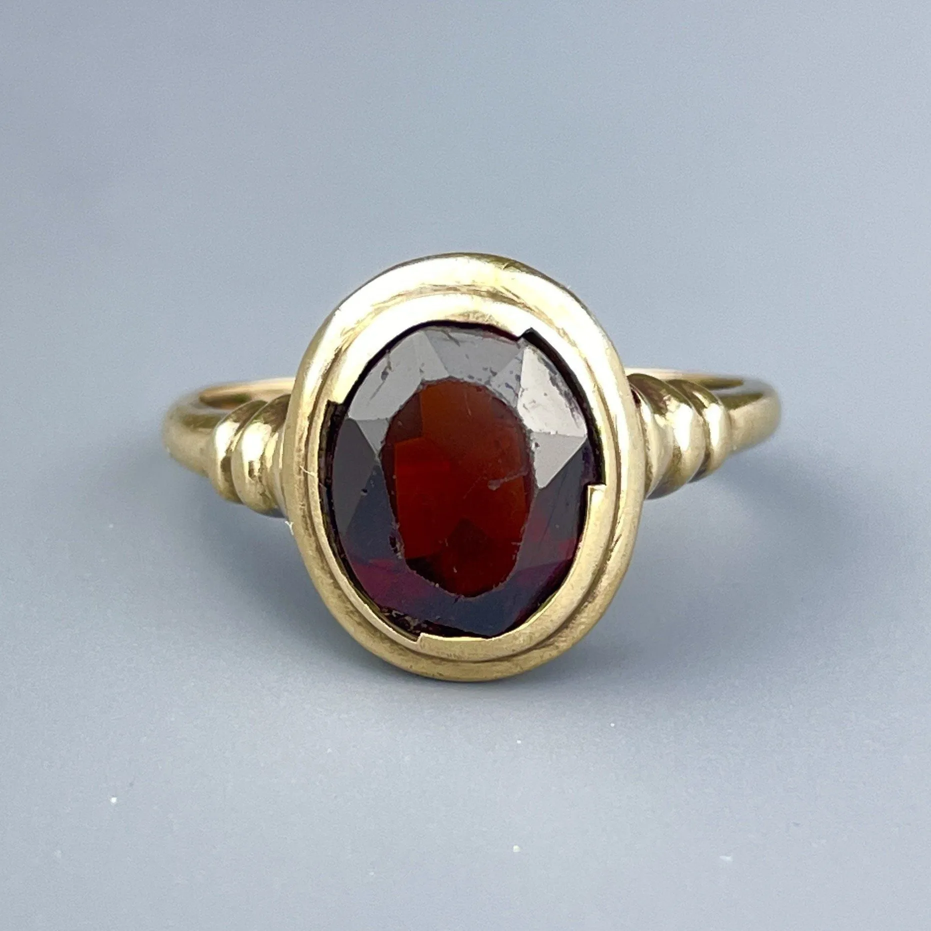 Vintage 10K Gold Garnet Solitaire Engagement Ring, Sz 4 3/4