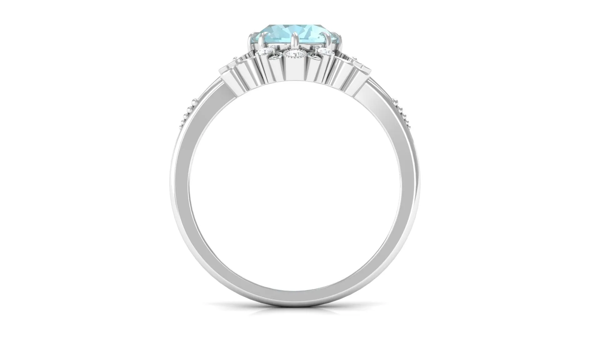 Vintage Inspired Sky Blue Topaz Engagement Ring with Diamond