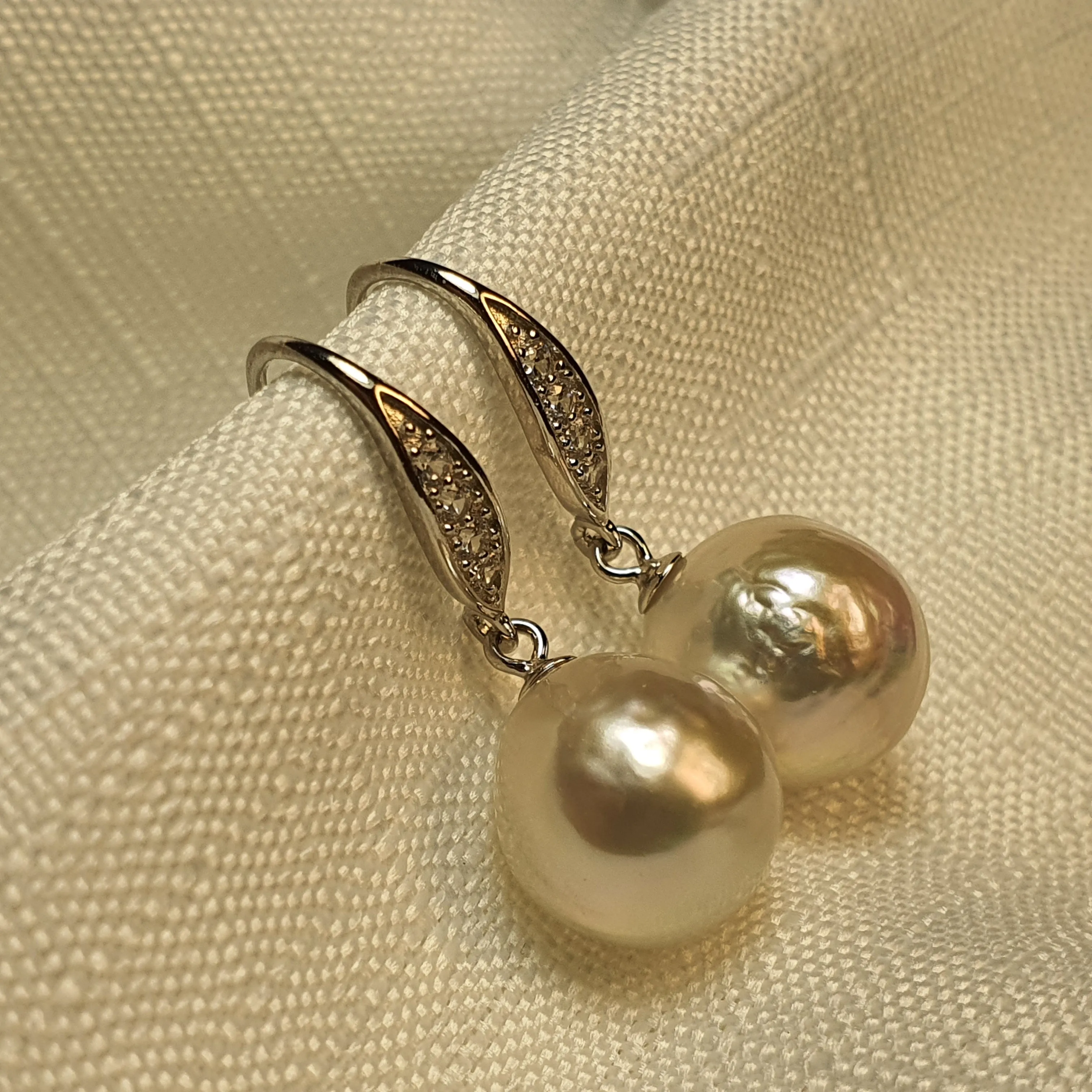 White Baroque Cultured Pearl Earrings, Sterling Silver