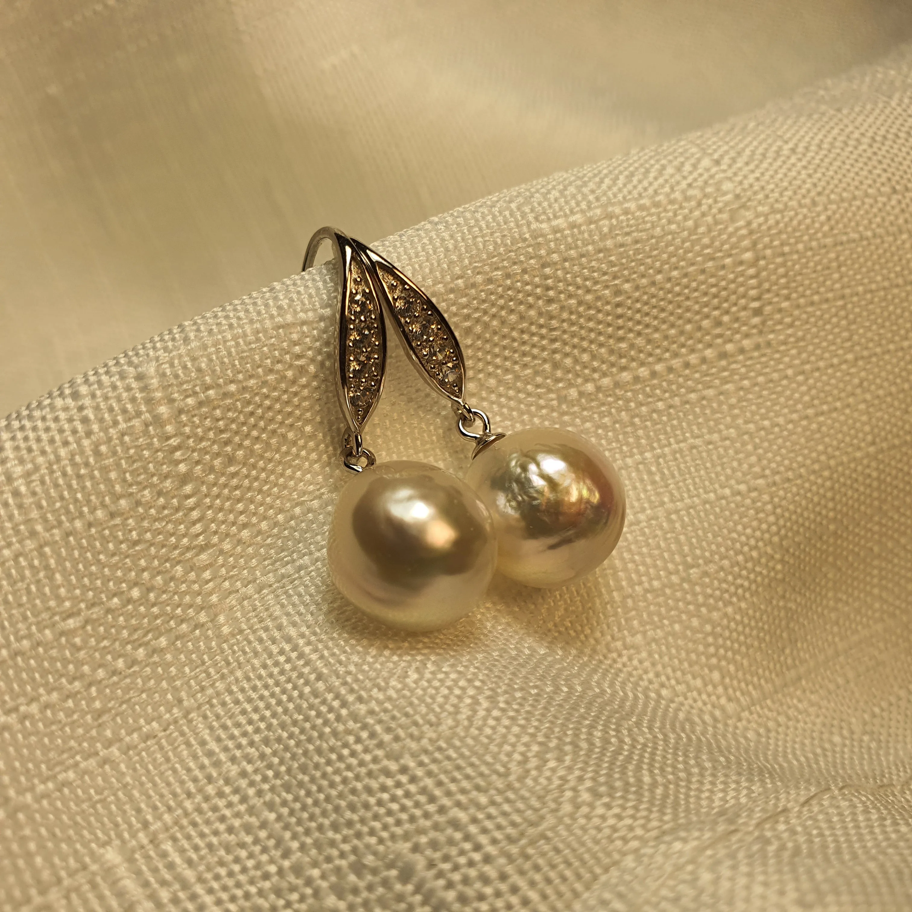 White Baroque Cultured Pearl Earrings, Sterling Silver