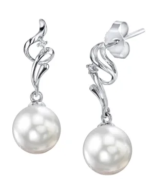 White South Sea Pearl & Diamond Aria Dangle Earrings