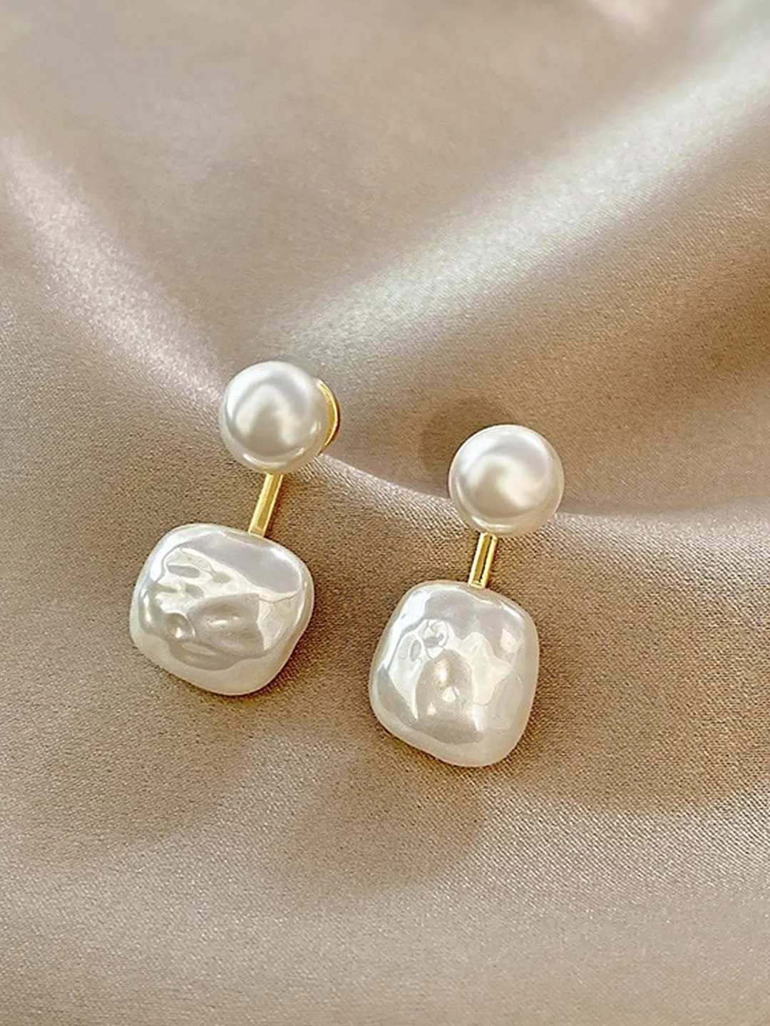 Yellow Chimes Earrings for Women and Girls Fashion White Pearl Drop Earrings | Gold Plated Faux Pearl Drop Earrings | Birthday Gift for girls and women Anniversary Gift for Wife