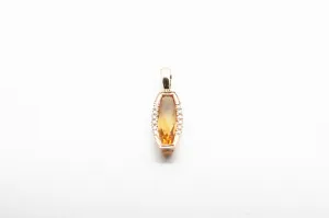 Yellow Gold Citrine Milgrain Pendant